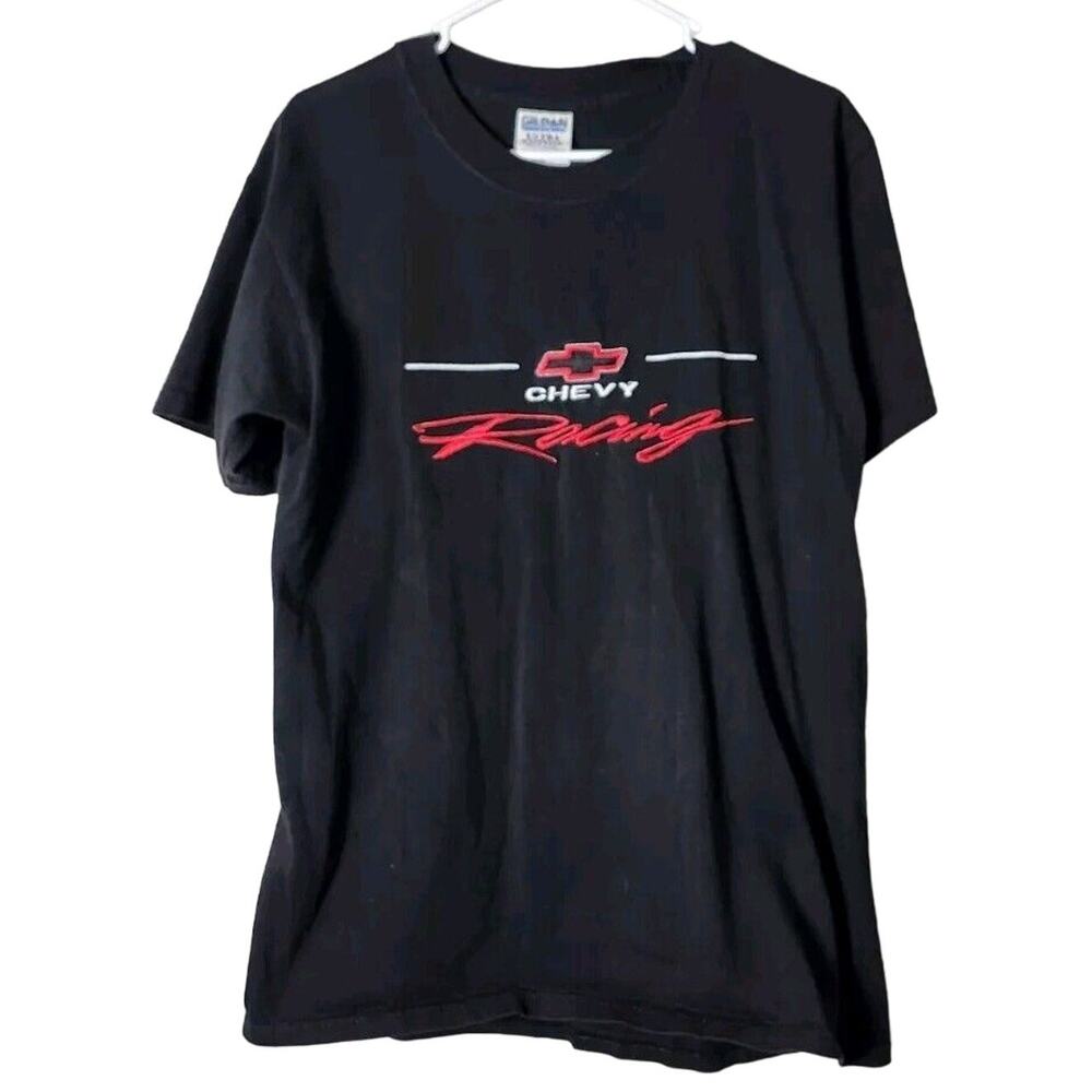 Chevy Racing T-Shirt Adult Size Medium‎ Black Short Sleeve Embroidered Chevrolet